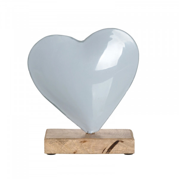 Leonardo Alassio Metallherz auf Holzsockel