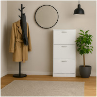 HTI-Living schmaler Schuhschrank für kleine Flure Schuhkipper mit drei Kippfächern Weiß HTI-Living schmaler Schuhschrank für kleine Flure Schuhkipper mit drei Kippfächern Weiß
