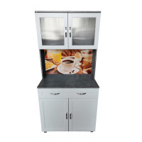 HTI-Living Blanca Bistro Küchenbuffet mit Glasteil Weiß/Beton HTI-Living Blanca Bistro Küchenbuffet mit Glasteil Weiß/Beton