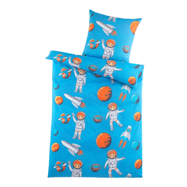 HTI-Living Weltall Mikrofaser Kinder Bettwäsche 2-tlg 80x80 135x200
