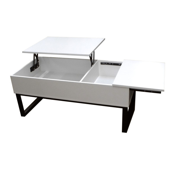 HTI-Living mit Stauraum Weiß Couchtisch höhenverstellbar