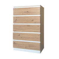 HTI-Living Thekla Weiß-Artisaneiche Kommode mit 5 grifflosen Schubladen HTI-Living Thekla Weiß-Artisaneiche Kommode mit 5 grifflosen Schubladen