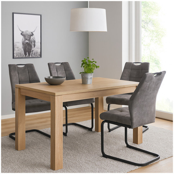 HTI-Living für Esszimmer und Küche Modernes 4er Set hellbraune Schwingstühle