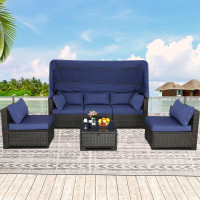 HTI-Living 6-teiliges Set Loungemöbel Blau/Braun HTI-Living 6-teiliges Set Loungemöbel Blau/Braun